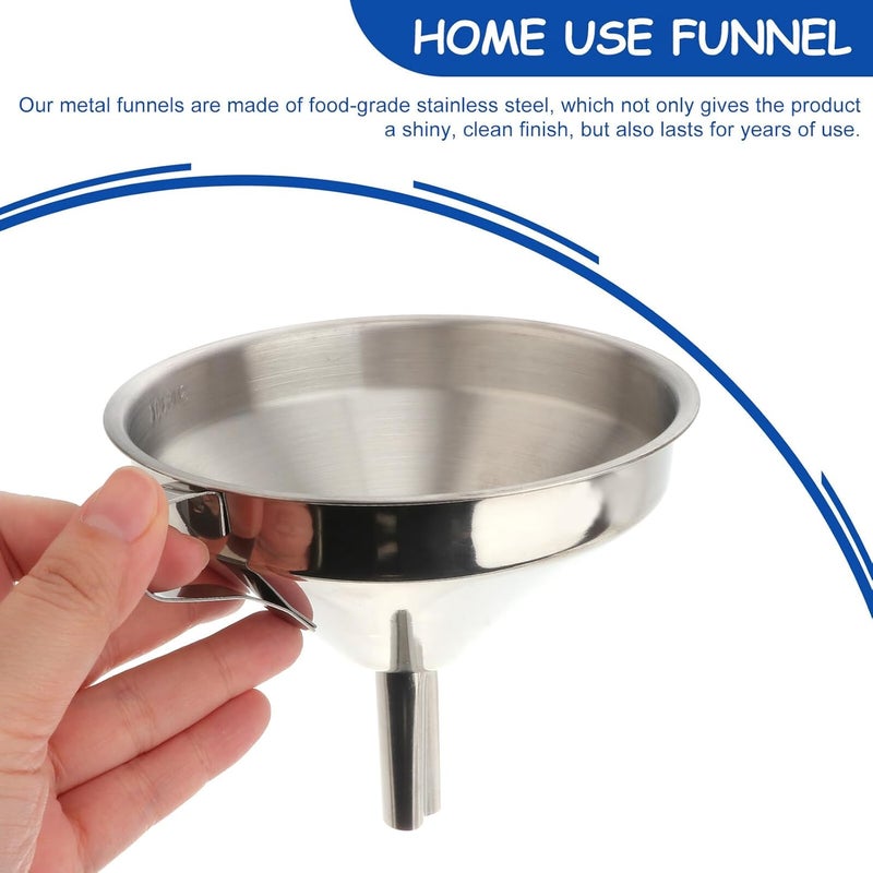 Stainless Steel Kitchen Funnel With Mesh Filter For Oil Wine Juice Bottle Filling - Image 2